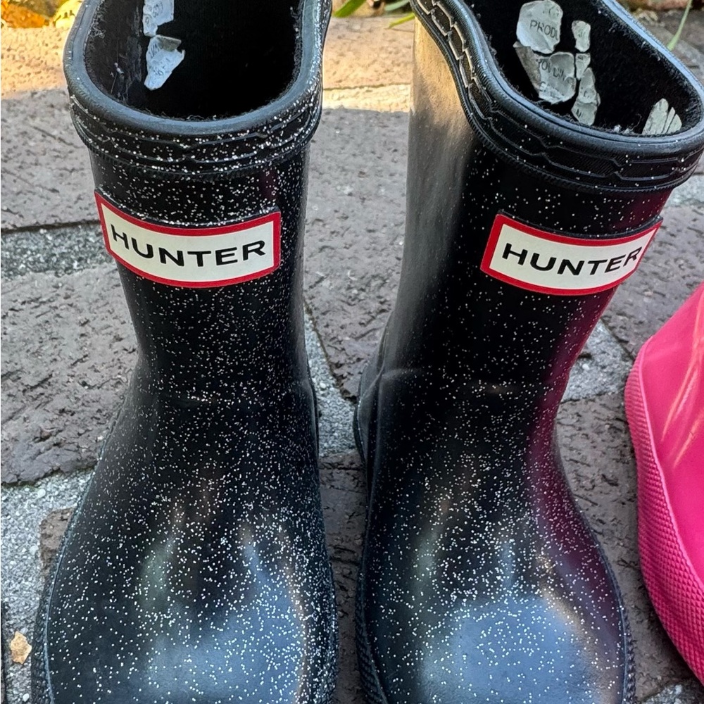 Hunter Black sparkle rain boots. Barely worn! Size 5
